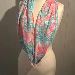 Lilly Pulitzer Pink and Blue Seashell Scarf